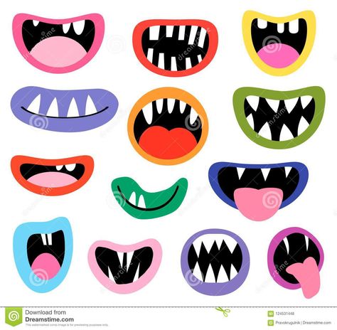 Monster Mouth Drawing, Monster Teeth, Funny Mouth, Cartoon Mouths, Monster Mouth, Monster Craft, Monster Crafts, Monster Eyes, Mouth Drawing