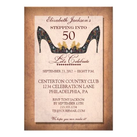 Vintage Floral Shoe 50th Birthday Invitation 65th Birthday Invitations, Birthday Party Invitation Wording, Birthday Party Invitations Free, 90th Birthday Invitations, 60th Birthday Party Invitations, 70th Birthday Invitations, 80th Birthday Invitations, 60th Birthday Invitations, 30th Birthday Invitations