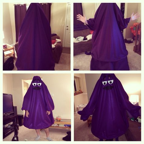 Joe's homemade Grimace Halloween costume 2013 Diy Grimace Costume, Grimace Costume Diy, Grimace Outfit, Grimace Halloween Costume, Duolingo Costume, Grimace Costume, Quick Halloween Costumes Last Minute Men, Quick Halloween Costumes Last Minute, Halloween Costumes Last Minute