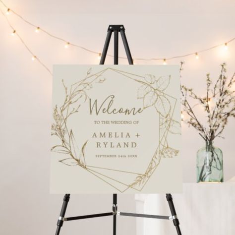 $64.35 | Gilded Floral | Cream and Gold Wedding Welcome #floral wedding welcome sign, modern large wedding ceremony sign, elegant wedding reception signage, boho welcome to our wedding, whimsical gold foil botanical k084, classic bohemian drawn wildflower leaves, romantic gold cream summer fall, rustic neutral ivory, fancy flower plant, vintage large welcome foam board Cream And Gold Wedding, Whimsical Arrangement, Wedding Ceremony Sign, Wedding Reception Signage, Reception Signage, Wedding Ceremony Signs, Elegant Wedding Reception, Drawn Flowers, Ceremony Signs