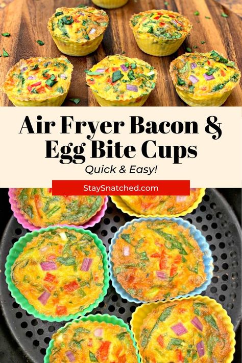 Air Fryer Recipes Eggs, Quick And Easy Healthy Breakfast, Starbucks Egg Bites Recipe, Egg Cups Recipe, Air Fryer Bacon, Fried Recipes, Air Fryer Recipes Breakfast, Cook Eggs, Sous Vide Egg