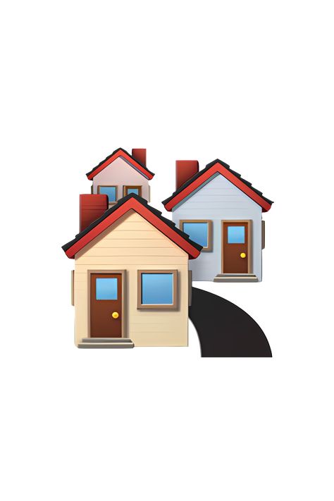 The emoji 🏘️ depicts a row of three houses with red roofs and white walls. The houses are side by side and have small windows and doors. The emoji is designed in a flat, cartoon-like style and is typically used to represent residential areas or neighborhoods. House Emoji, Apple Emojis, Red Roof House, Geometric Photography, Icon Emoji, Chinese New Year Design, The Emoji, Apple Home, Cute Images For Dp