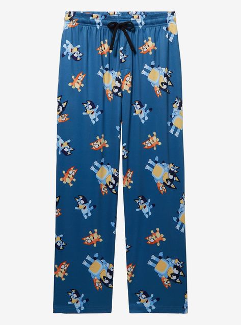 You'll be in an honorary member of the Heeler family in these Bluey sleep pants! Cozy fabric features an allover print of Bluey and Bingo dancing  fitted with a drawstring waist  button fly  and side pockets. Sweet dreams guaranteed!A BoxLunch Exclusive!92% polyester; 8% spandex Listed in unisex sizesWash cold with like colors; dry lowImported Bluey Pjs, Family Dancing, Bluey And Bingo, Sleep Pants, Pj Pants, Cardigan Sweater Dress, Kids Sweater, Mean Girls, Sleepwear Women