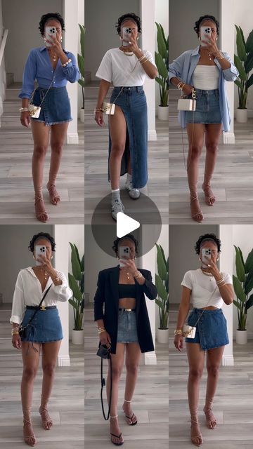 Talia | CONTENT CREATOR on Instagram: "Rounding up some denim skirt/skort looks - Which is your favorite?💙

Comment “SHOP” to receive a DM with the link to shop this post https://liketk.it/4L71Q" Skorts Skirts Outfit, Skort Styling, Skort Outfit, Skorts, Skirt Outfits, Content Creator, Denim Skirt, Outfit Inspirations, Skirt