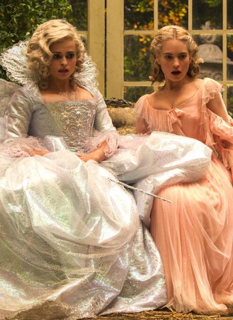 Lily James and Helena Bonham-Carter in Cinderella - 2015 Reference Person, Cinderella Retelling, Cinderella Movie 2015, Donna Sheridan, Cinderella Live Action, Cinderella Aesthetic, Film Costumes, Disney Live Action Movies, Cinderella Movie