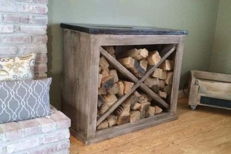 indoor firewood box Indoor Firewood Rack, Firewood Storage Indoor, Pinterest Pretty, Firewood Rack, Firewood Storage, Wood Rack, Diy Holz, Teds Woodworking, Into The Woods