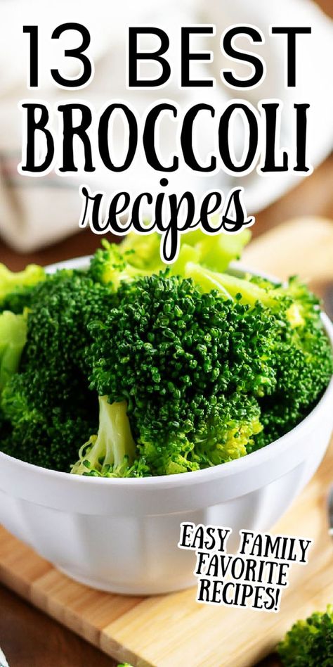 White bowl filled with broccoli florets. Ideas For Broccoli, Side Dish With Broccoli, Vegetarian Recipes With Broccoli, Creamy Broccoli Recipes, Broccoli Casserole For Two, Broccoli Recipe Ideas, Brocolli Meal Ideas, Broccoli Sides Healthy, Health Broccoli Recipes