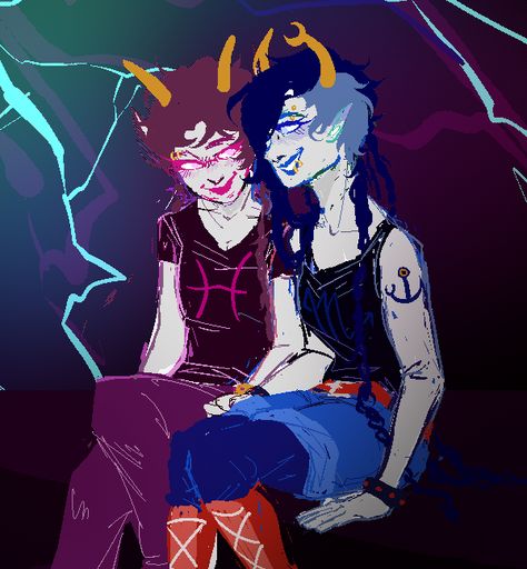 A New Ship~ by guilefulconvoy on DeviantArt Meenah Peixes, Vriska Serket, Andrew Hussie, Hate Love, Loud Laugh, Blind Girl, I Hate Love, X Male Reader, Time Skip