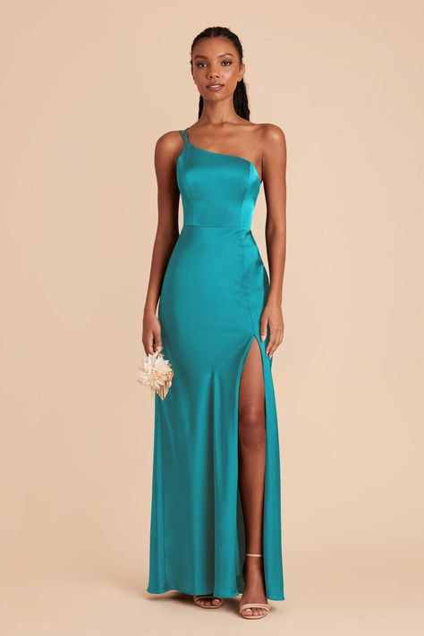 This ultra modern one-shoulder matte satin bridesmaid dress is the picture of elegance. Available in Teal. Modern details and an air of sleek elegance take this dress from simple to sensational. | Teal Bridesmaid Dress Matte Satin Size 1X | Birdy Grey Kensie Turquoise Dresses Bridesmaid, Teal Blue Bridesmaid Dresses Turquoise, Teal Bridesmaid Dresses Long, Turquoise Bridesmaid Dresses Long, Teal Dress For Wedding, Teal Color Dress, Teal Bridesmaid Dress, Aqua Bridesmaid Dresses, Teal Prom Dresses