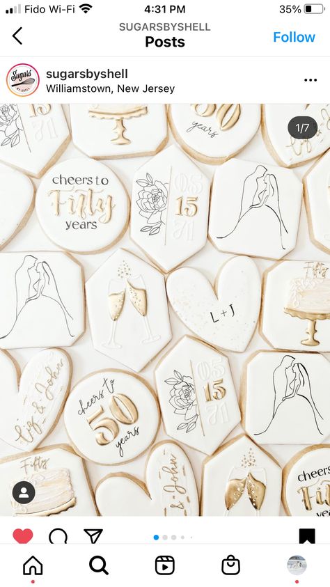 50th Anniversary Cookies, 50th Year Wedding Anniversary, 40th Anniversary Party, Anniversary Cookies, Engagement Cookies, 50th Wedding Anniversary Party, Iced Sugar Cookies, 50th Anniversary Party, 30th Wedding Anniversary