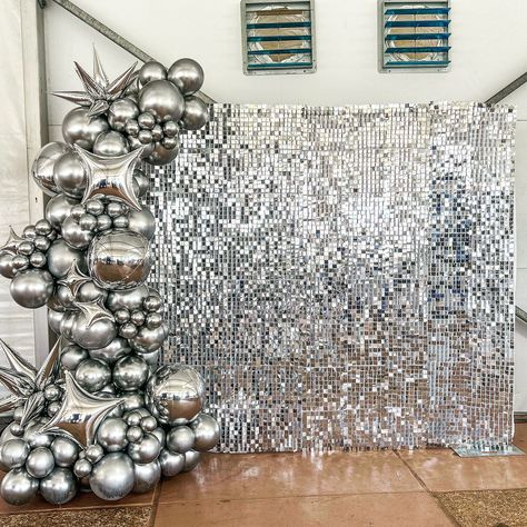 This is our Silver Shimmer wall with a Silver Balloon Garland 🩶 #balloondecororlando #orlandoballoondelivery #orlandoballoonservice #balloonservicesorlando #orlandodecor #orlandoballoondecor #orlandoballoonstylist #balloonsorlando #orlandoballoonsdelivery #orlandoballoonarch #balloongarlandorlando #balloonsorlando #orlandoballoonsdelivery #orlandoballoonarch #balloongarlandorlando #orlandomarqueerentals #orlandoballoongarlands #orlandoballoonsservice #shimmerwall #orlandopartyplanner #orland... Shimmer Wall With Balloons, Engagement Party Disco, Silver Shimmer Wall, Silver Balloon Garland, Balloon Bar, New Year Day, Disco Party Decorations, Shimmer Wall, Silver Balloon