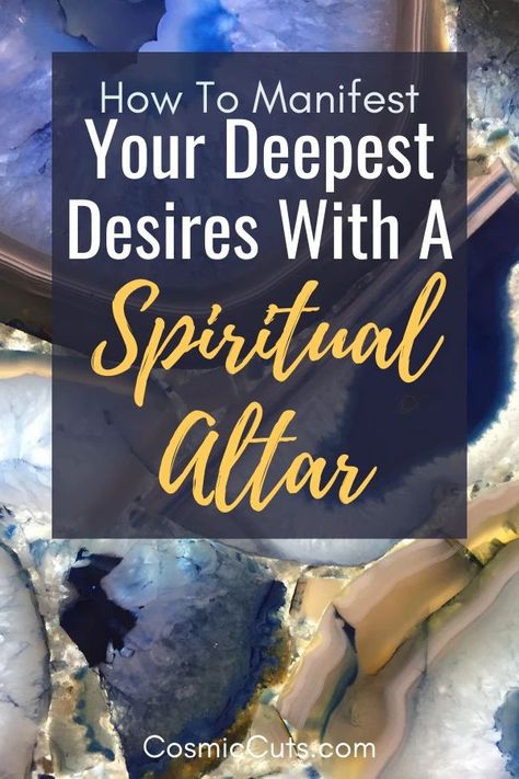 There are physical tools we can use to spark the law of attraction, and an altar is one of them. Discover how to create a spiritual altar that will help you manifest all of your deepest desires. #spiritualaltar https://cosmiccuts.com/blogs/healing-stones-blog/how-to-manifest-your-deepest-desires-with-an-altar Manifestation Altar, Positive Energy Crystals, Spiritual Altar, Earth Air Fire Water, Feng Shui Crystals, Prosperity Affirmations, Positive Energy Quotes, Feng Shui Tips, Removing Negative Energy