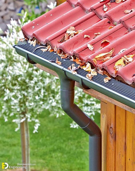 41+ Rain Gutter Ideas That Are Perfect For Any Home | Engineering Discoveries Diy Gutters, Backyard Drainage, Home Engineering, House Roof Design, Patio Furniture Ideas, Rain Gutters, Front House Landscaping, Terrace Design, House Roof