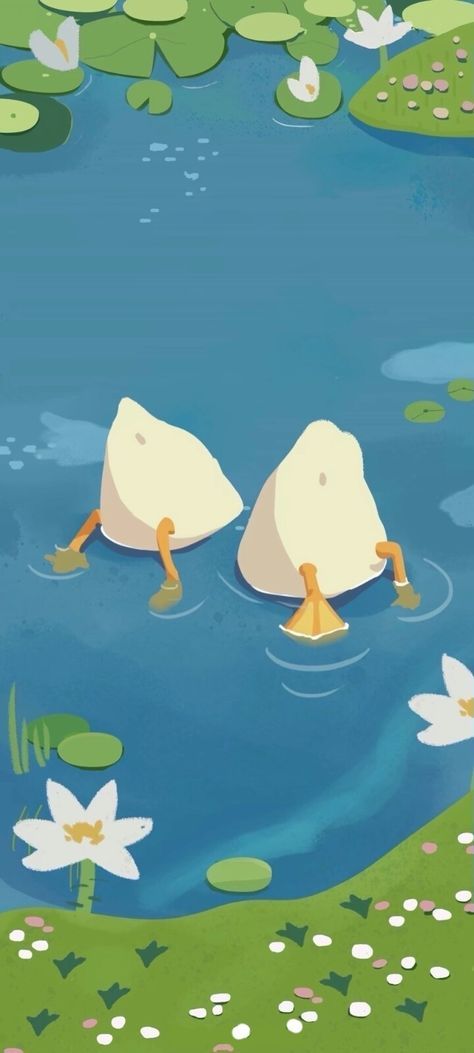 Ducks Cute Wallpaper, Duck Painting Wallpaper, Animated Duck Wallpaper, Goose Iphone Wallpaper, Goose Wallpapers Iphone, Cute Ducks Wallpaper, Cute Duck Wallpaper Iphone, Kkchenwei Wallpaper, Duck Art Wallpaper