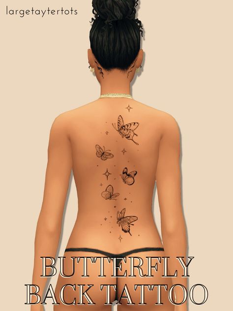 Sims 4 Cute Tattoos, Ts4 Accessories, Four One Direction, Butterfly Back Tattoo, Ts4 Mods, Sims 4 Tattoos, Sims 4 Cheats, Sims 4 Piercings, The Sims 4 Skin