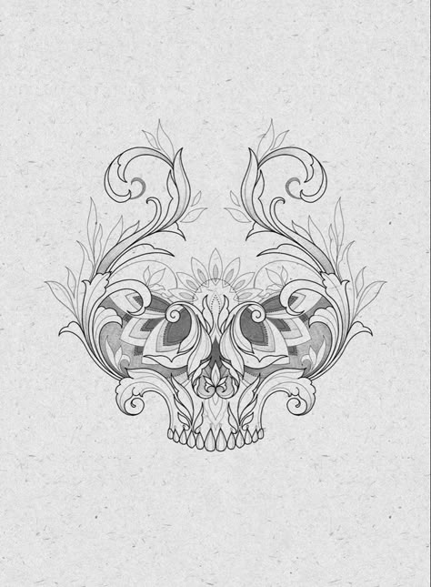 Floral Mandala Tattoo Design, Filigree Drawing, Backpiece Tattoo, Filigree Tattoo, Tattoo Line, Throat Tattoo, Gothic Tattoo, Tattoo Stencil Outline, Skull Tattoo Design