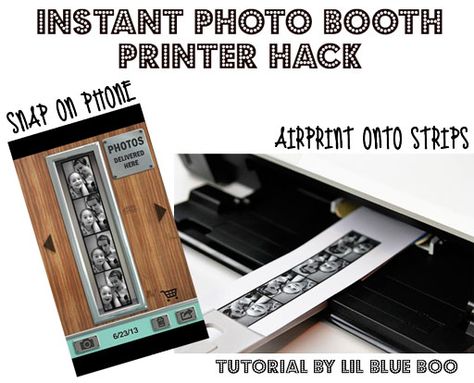 Â  I thought this would be a funÂ  idea for a holiday party or birthday party....an instant photo booth set up to print the photos immediately.Â  I use the photo booth app Pocketbooth for my 4-ph... Printer Hacks, Photo Booth Printer, Instant Photo Booth, Diy Wedding Photo Booth, Graduation Photo Booth, Diy Photo Backdrop, Instant Photo, Diy Photo Booth, Wedding Photo Booth