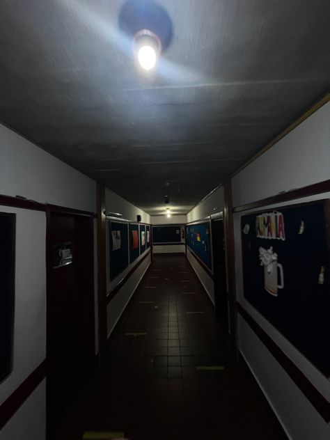 Scary School Aesthetic, Scary Classroom, Creepy School, Scary School, School At Night, Creepy Aesthetic, General Aesthetic, School Hall, Pale Moon