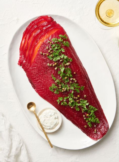 Beetroot Cured Salmon with Zesty Mayonnaise - Dish Beetroot Cured Salmon, Cured Salmon, Caramel Treats, Clean Foods, New Zealand Food, Mayonnaise Recipe, King Salmon, Summer Dishes, Artisan Food