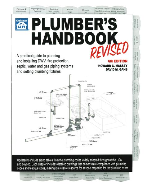 ISBN 9781572183988 Page Count 381 Author Howard Massey The approved reference for the plumbing contractor's exam in many states. All tables, standards, and specifications are updated with plumbing code changes.This revised edition of Plumber's Handbook explains in simple terms how to install plumbing systems that will pass inspection -- the first time. Every chapter is clearly illustrated with diagrams, charts and tables that make it easy to select the right material and install it correctly.Plumber's Handbook covers all of the plumber's trade, including: Common layouts for residential work How to size piping vents Waste piping Drainage Septic tanks Hot and cold water supply systems Wells Fire protection piping Selecting and hanging fixtures Solar energy systems Gas piping Practical recomm Plumbing Installation Plan, Bathroom Plumbing Diagram, Well Water System, Kitchen Sink Plumbing, Rough In Plumbing, Plumbing Diagram, Plumbing Plan, Shower Plumbing, House Trim