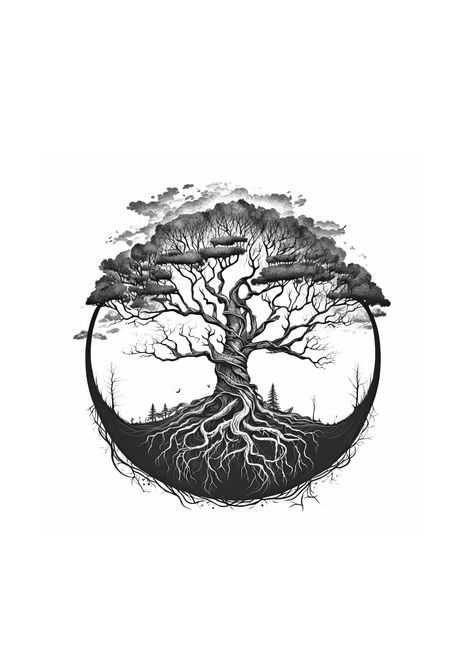 Pin description Norse Tree Of Life Tattoo, Viking Tree Of Life Tattoo, Ygdrassil Tattoo, Oak Leaf Tattoos, Bonsai Tattoo, Yggdrasil Tattoo, Tree Silhouette Tattoo, Bonsai Tree Tattoos, Pentagram Tattoo