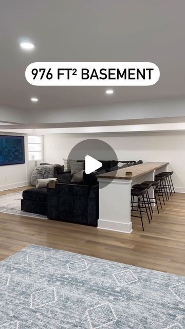 Finished Basements NJ ™ on Instagram: "Step into this stunning 976 ft² basement! 💫 Featuring a cozy family room 🛋️ a sleek kitchenette for all your snacking needs🍿a convenient half bathroom 🚽 a charming playhouse 🏠 tucked under the stairs for the little ones, and a fully-equipped gym 🏋️‍♀️ to break a sweat.✨ Your one-stop destination for relaxation, fun, and fitness - all in the comfort of your own home! 
•
•
#dreambasement 
#finishedbasement 
#homeimprovement 
#playhouse #kitchenette 
#gymlife #hiddendoor" Under The Stairs Dry Bar, Basement Blueprints Floor Plans, Half Wall Basement Ideas, Basement Table Ideas, 1000 Sq Ft Basement Layout, Basement Ideas Low Ceiling, Basement Tv Room Ideas, Dream Basement Ideas, Small Basement Ideas Layout