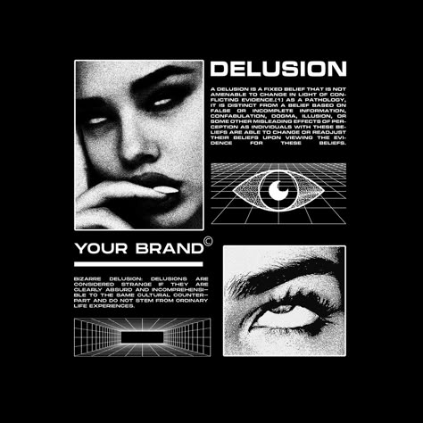 DELUSION DESIGN FOR EDGY STREETWEAR on Behance 2023 Streetwear, Trending 2023, Edgy Streetwear, Graphic Design Collection, Desain Quilling, 타이포그래피 포스터 디자인, Tshirt Printing, Shirt Logo Design, New Retro Wave