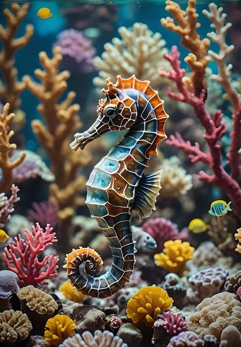 Seahorse Aesthetic, Aquarium Wallpaper, Ocean Creatures Art, Ocean Wallpapers, Ocean Life Photography, Octopus Images, Deep Sea Life, Colorful Seahorse, Fish Pool