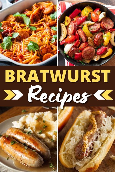 Try these bratwurst recipes if you're on the hunt for some deliciously smoky, savory meals. They're so good, you might never go back to regular sausages. Beyond Meat Brats Recipes, Italian Sausage Brats Recipes For Dinner, Recipes That Use Bratwurst, Beef Bratwurst Recipes, Things To Make With Bratwurst, Dinners With Bratwurst, Recipes For Bratwurst Meals, Brat Meals Dinners, Recipe For Bratwurst