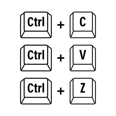 Ctrl C, Ctrl V and Ctrl Z computer keyboard buttons. Desktop interface. Web icon. Vector stock illustration Keyboard Illustration, Keyboard Button, Keyboard Keys, Web Icons, Vector Stock, Computer Keyboard, Visual Identity, Keyboard, Vector Art