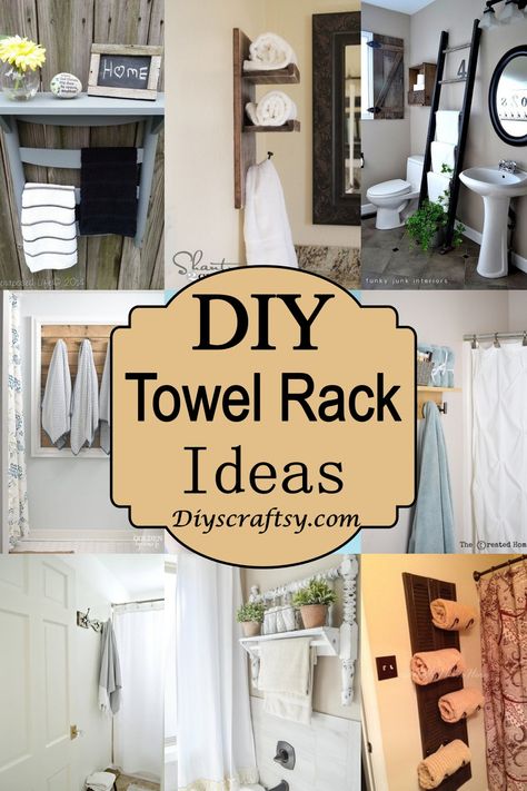 Diy Vertical Towel Rack, Rustic Hand Towel Holder Bathroom, Diy Farmhouse Bathroom Towel Holder, Towel Racks Ideas, Diy Standing Towel Rack, Wine Rack For Towels In Bathroom, Farmhouse Bath Towel Holder, Shabby Chic Towel Rack, Picture Frame Towel Holder