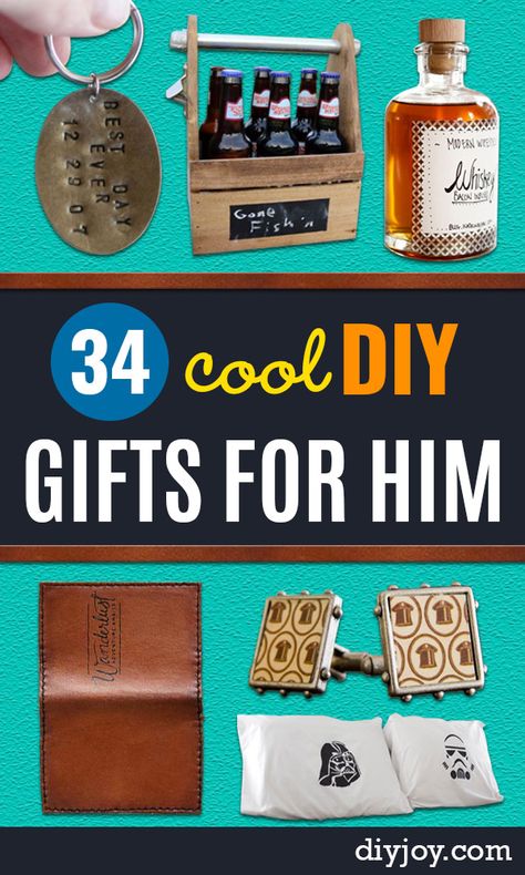 DIY Gifts for Him - Homemade Gift Ideas for Guys - DYI Christmas Gift for Dad, Boyfriend, Husband Brother - Easy and Cheap Handmade Presents Birthday https://diyjoy.com/diy-gifts-for-him Handmade Gift For Brother, Homemade Gifts For Brother, Diy Gifts For Brother, Ldr Gifts For Him, Diy Gift For Him, Dyi Christmas Gifts, Diy Gifts For Christmas, Gifts For Him Christmas, Handmade Presents