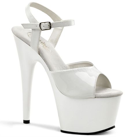 7 Inch Heels, White Platform Sandals, Alternative Shoes, Festival Shoes, Pleaser Shoes, Ankle Strap Sandals Heels, Prom Heels, Patent Heels, Platform Stilettos