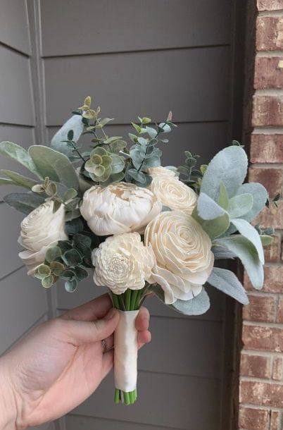 Lambs Ear Flower Arrangement, Peonies And Eucalyptus Bouquet, Peony Types, Lambs Ear Wedding, Lambs Ear Bouquet, Wedding Bouquet Roses, Peony Bridal Bouquet, Real Wedding Flowers, Small Wedding Bouquets