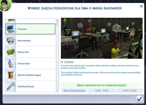 Afterschool Activities Bundle 2 | ilkavelle on Patreon Sims 4 After School Activities Mod, Sims 4 School, Sims 4 Jobs, Nature Club, Mods Sims 4, After School Activities, Speech And Debate, Science Club, After School Club