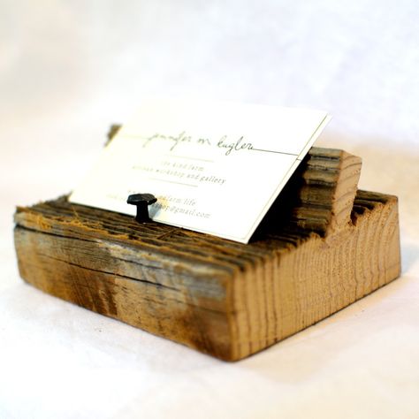 Barnwood business card holder handmade gift rustic www.etsy.com/shop/thekindfarm Business Card Holder Ideas, Diy Wooden Business Card Holder, Welded Business Card Holder, Rustic Business Card Holder, Business Cards Holder, Rustic Crafts, Business Card Holder, Business Card Holders, Barnwood