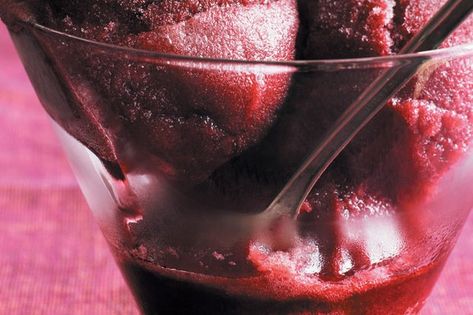 Red Wine-Raspberry Sorbet recipe | Epicurious.com david lebovitz Red Wine Ice Cream, Wine Sorbet, Raspberry Sorbet Recipe, Wine Ice Cream, Granitas, Sorbet Recipe, Frozen Lemon, Frozen Dessert Recipe, Sorbet Recipes