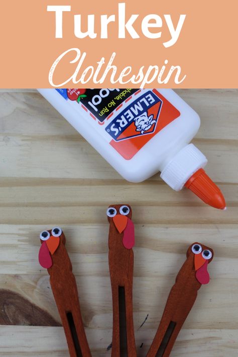 This turkey clothespin craft is perfect for an activity at home or in your classroom. With minimal supplies, this turkey is easy to make and fun to share! Why I Teach, Feather Template, Turkey Cupcakes, Family At Home, Teacher Favorites, Spending Time With Family, Ideas For Kindergarten, Easy Turkey, Turkey Craft