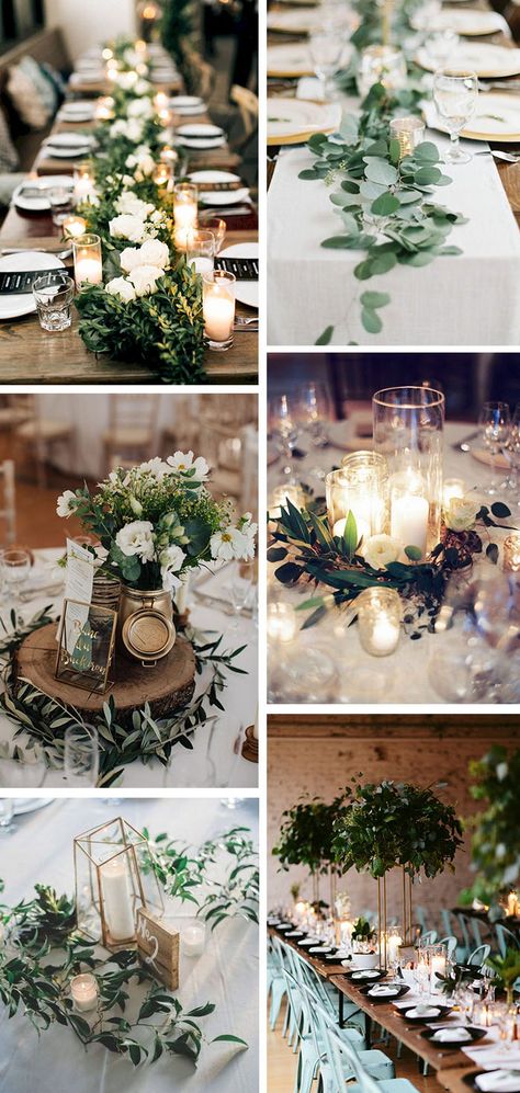 Wedding Table Decor With Greenery, Elegant Rustic Fall Wedding Ideas, Rustic Wedding Greenery, Table Decorations With Greenery, Rustic And Greenery Wedding, Natural Wedding Centre Pieces, Rustic Wedding Centerpieces Table Decor, Budget Friendly Rustic Wedding, Wedding Flowers Greenery Centerpieces