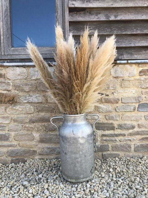 Milk Jug Wedding Decor, Milk Can Wedding Decor, Prom Dance Ideas, Metal Milk Jug, Wedding Pampas, Milk Can Decor, Western Rooms, Milk Churn, House Front Porch