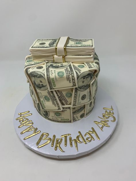 Money Themed Birthday Cake, Cake With Money Design, Money Bday Cake, Money Cakes For Men, Cake Money Design, Money Cakes Birthday, Birthday Cake With Money, Money Stack Cake, Money Birthday Cake For Men