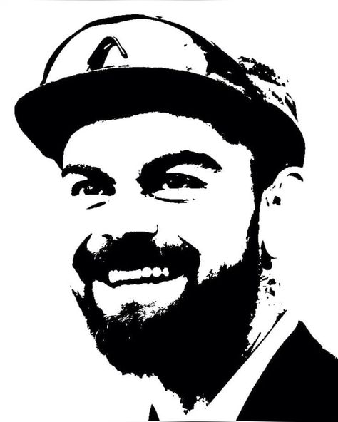 Virat Kohli Stencil Art, Virat Kohli Black And White, Virat Kohli Drawing Easy, Stencil Art Of Actors, Virat Kohli Art, Virat Kohli Sketch, Virat Kohli Drawing, 4k Portrait Wallpaper, Beautiful Pencil Sketches