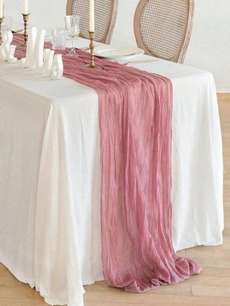 1pc Solid Color Bohemian Style Table Runner/Table Cloth Suitable For Wedding, Party, Mother's Day, Home Decor And Scene DecorationI discovered amazing products on SHEIN.com, come check them out! Pink Table Cloth Wedding, Pink Table Cloth, Table Cloth Wedding, House Moodboard, Wedding Tablecloths, Baby In Bloom, Runner Table, Table Flag, Pink Table