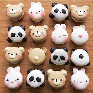 Panda Macarons, Macaroon Designs, Bunny Macarons, Bear Macarons, Decorated Macarons, Animal Macarons, Macarons Cute, Macaron Designs, Macaron Ideas