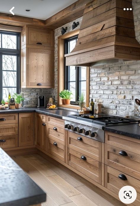 Wood Accents Kitchen, Knotty Alder Kitchen Cabinets, Knotty Alder Kitchen, Alder Kitchen Cabinets, Hickory Kitchen Cabinets, Hickory Kitchen, Rustic Kitchen Cabinets, Rustic Modern Kitchen, Rustic Kitchen Design