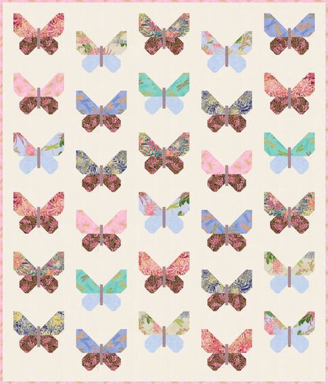 Petite Butterflies Free Pattern: Robert Kaufman Fabric Company Butterfly Quilts, Butterfly Quilt Pattern, Quilt Pattern Free, Fabrics And Textiles, Quilting Fashion, Butterfly Quilt, Marcus Fabric, Robert Kaufman Fabrics, Free Quilting