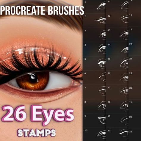 Procreate eye brushes and stamps - create realistic digital eye illustrations with these high-quality brushes and stamps. #procreate #eye #illustration . #Procreate_Makeup #Procreate_Eyes #Brow_Stamp #Brushes_Procreate Drawing Realistic Eyes, Procreate Eyes, Brow Stamp, Free Procreate Brushes, Realistic Eyes, Best Procreate Brushes, Drawing Realistic, Eye Illustration, Manga Hair