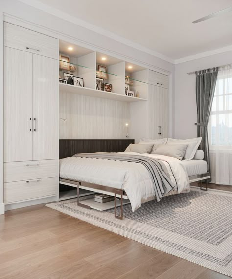 A wall bed, also known as a Murphy bed, is a bed that can be folded up and stored vertically against a wall or inside a cabinet when not in use. Here are some benefits of having a wall bed: Space Saving: One of the primary benefits of a wall bed is its space-saving design. When not in use, the bed can be folded up, allowing you to reclaim floor space in the room for other activities.