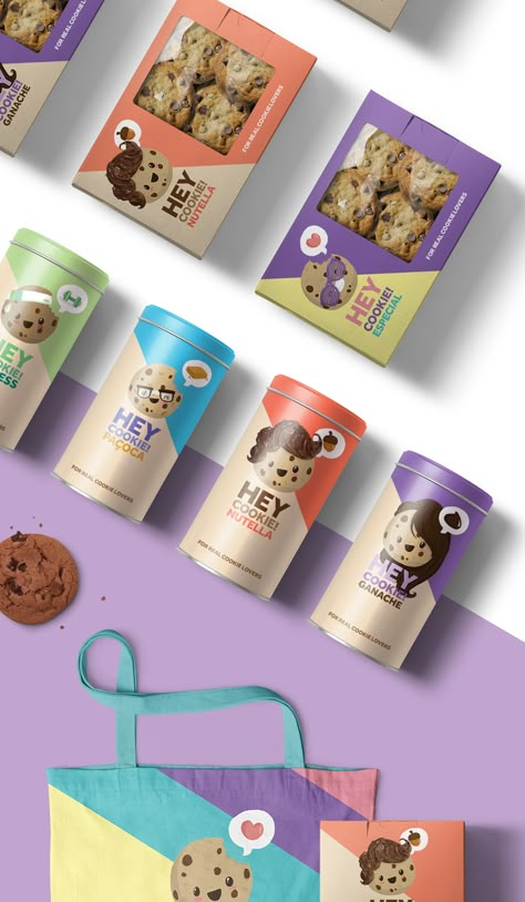 Cookie Branding Packaging, Dessert Brand Identity, Cookies Branding Design, Cookies Packaging Design Branding, Cookies Sticker Design Packaging Ideas, Cookie Brand Identity, Cookie Package Design, Cookies Packing Ideas, Desserts Branding