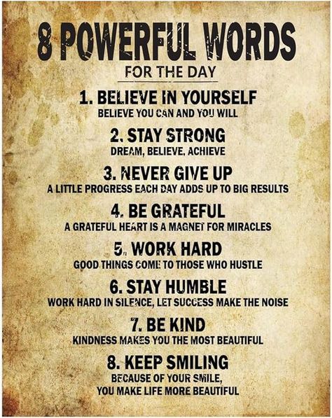 Amazon.com: Motivational Quotes 8 Powerful Words for the day Poster Thick Cardstock Paper, Unframed 11"x14" inches Inspirational Wall Art, Positive Affirmation Pictures for Bedroom Décor, Gym, Home, Office Décor : Office Products Work Hard In Silence, Spiritual Words, Self Affirmations, Positive Self Affirmations, Life Lesson, Life Lesson Quotes, Lesson Quotes, Motivational Posters, Powerful Words